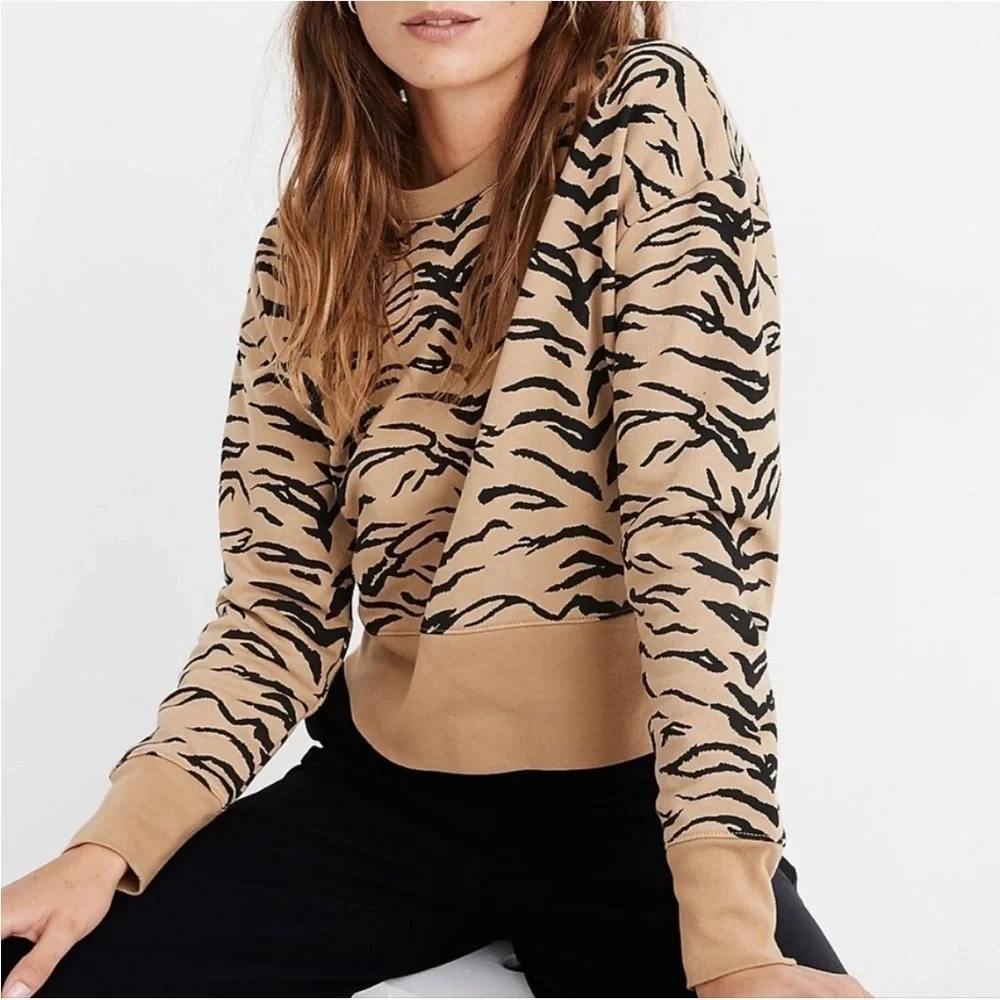 Madewell Tiger Stripe Crop Sweatshirt - Size XS
